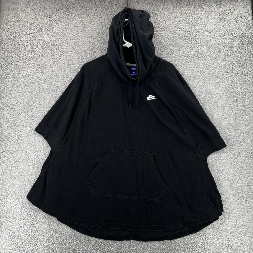 Nike Sportswear Womens Black Short Sleeve‎ Hoodie Poncho Cape Large AR2839-010